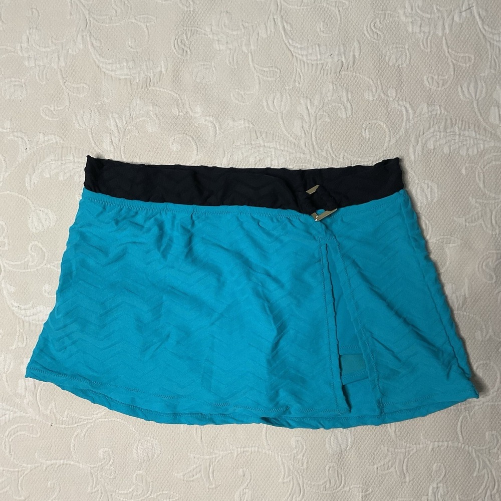 NEW Leilani Swim‎ Skortini Womens Size 8 Blue Textured Stretch Lined Split Side
